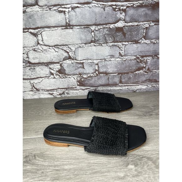 Kaanas Black Leather Synthetic Casual Columbia Slide Sandals Women Sz 9M US/40EU - Picture 14 of 16